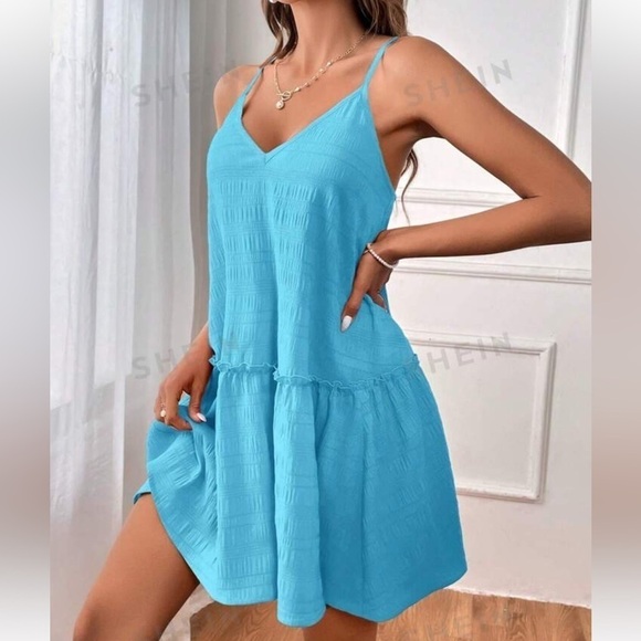 NWT Shein Solid Frill Trim Cami Dress Size Small - Picture 3 of 6